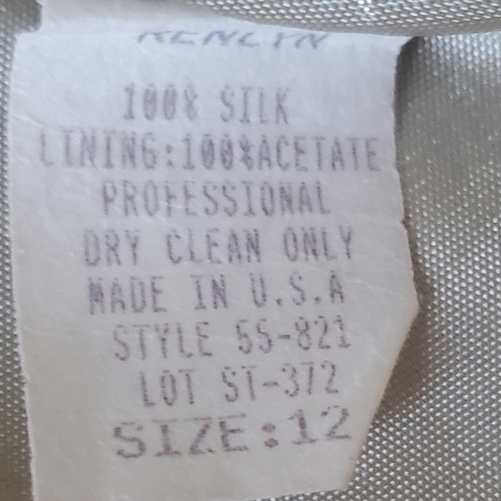 Vintage RENLYN NY 100% Silk Sage Green Oversized Blazer Jacket Size 12 - Picture 7 of 8
